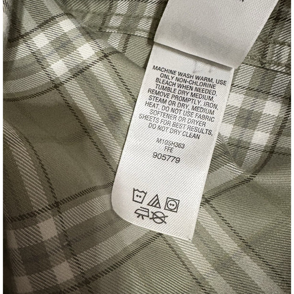 Cabelas Wrinkle Free Shirt Mens 2XLT Green Plaid Button Down Lightweight Pocket - Picture 8 of 8